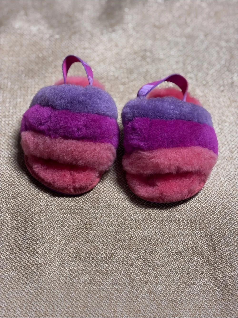 UGG Fluff YEAH Logo Slides Sandals Pink / Purple Toddler Size 4/5